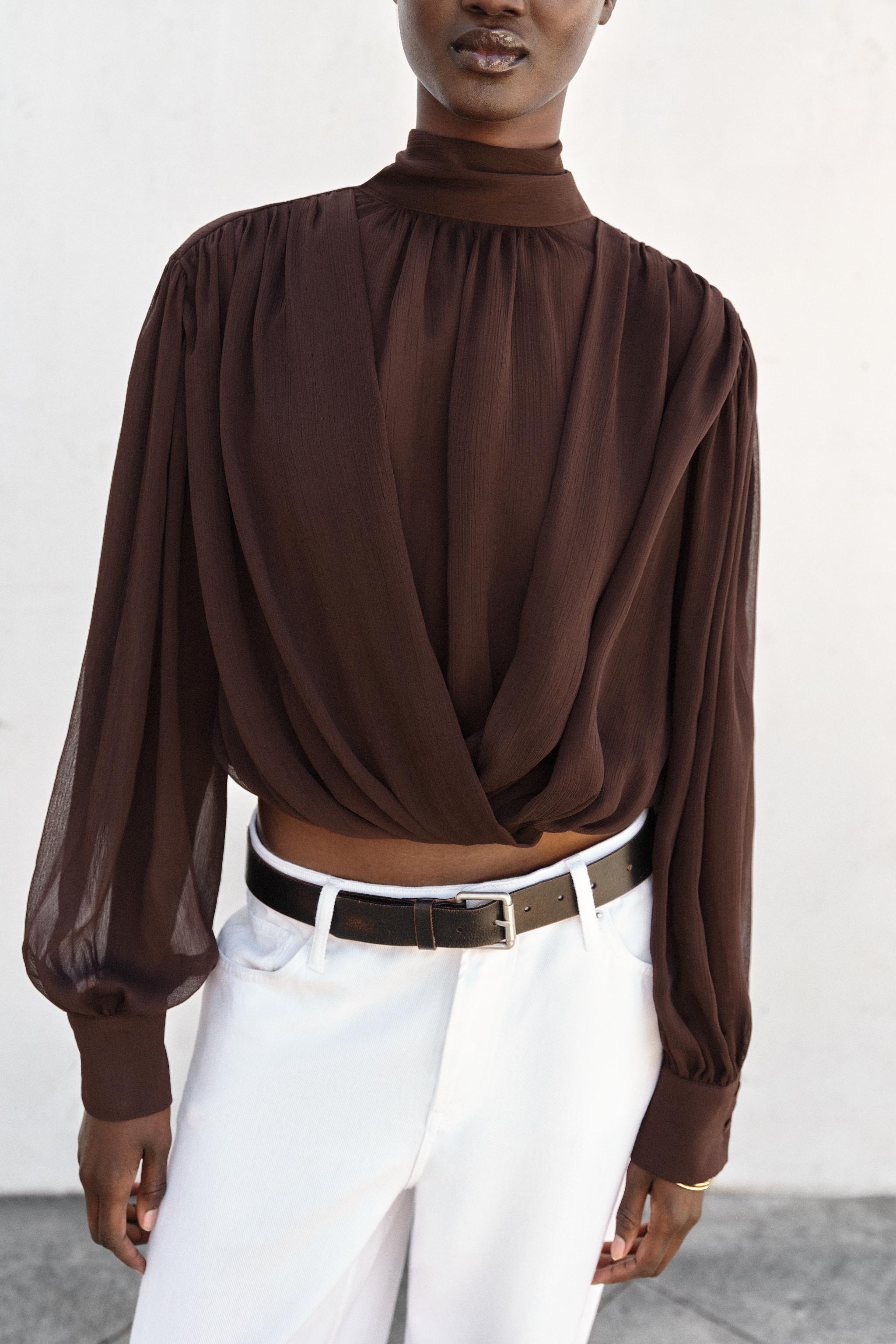 DRAPED BOW BLOUSE
